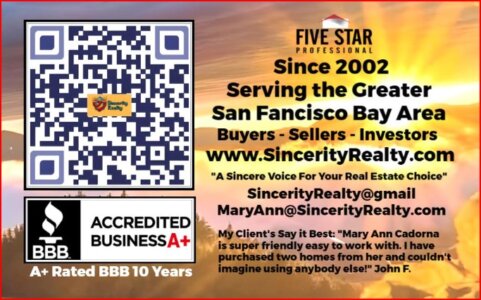 Serving Pleasant Hill Concord Walnut Creek Benicia Vallejo American Canyon Mary Ann Cadorna Sincerity Realty The Light Biz Card 2